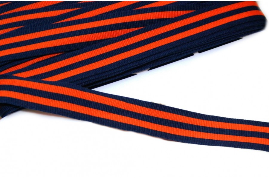 1m elastisches Streifenband 30mm orange/dunkelblau